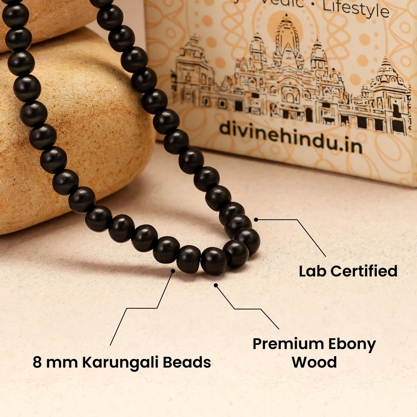 Original Karungali Malai 108-Beads Ebony Wood with Govt. Certified