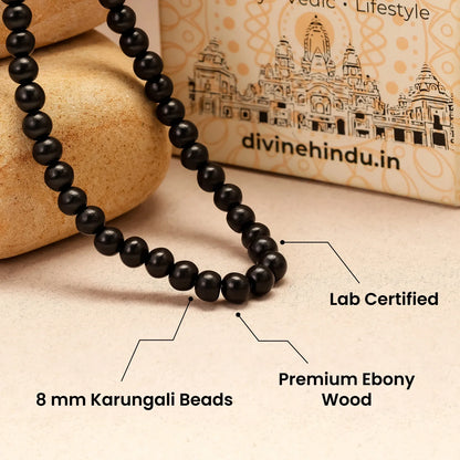 Original Karungali Malai 108-Beads Ebony Wood with Govt. Certified