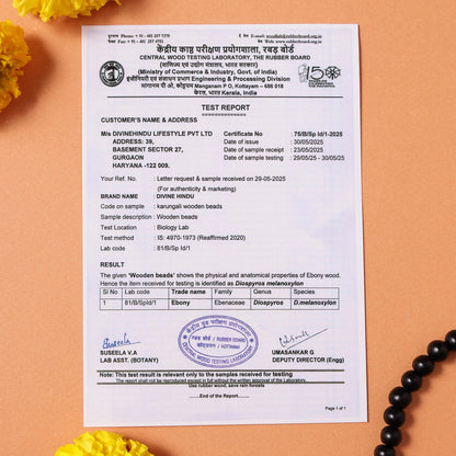 Original Karungali Malai 108-Beads Ebony Wood with Govt. Certified